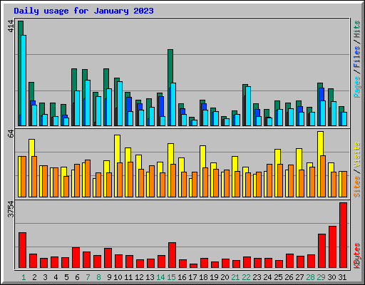 Daily usage for January 2023