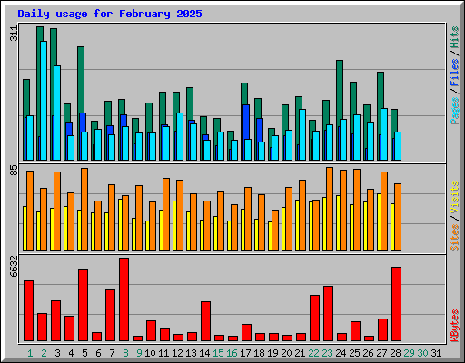 Daily usage for February 2025