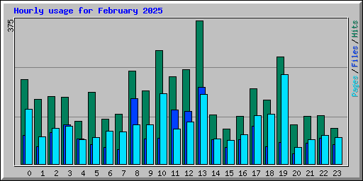Hourly usage for February 2025